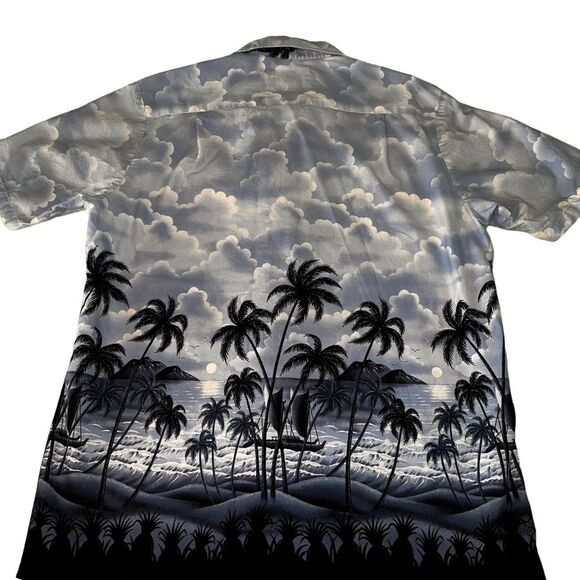 Vintage RJC Hawaiian Button Front Shirt Large Blue Cotton - Picture 2 of 11